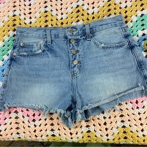 Pistola Light Blue Jean Shorts button fly 27 frayed hem cut off